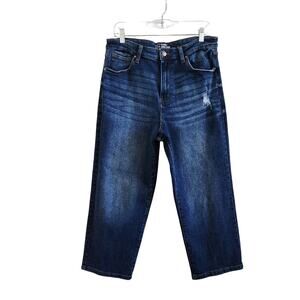 No Boundaries Super High Rise Wide Leg Jeans Pockets Blue Denim Size 16
